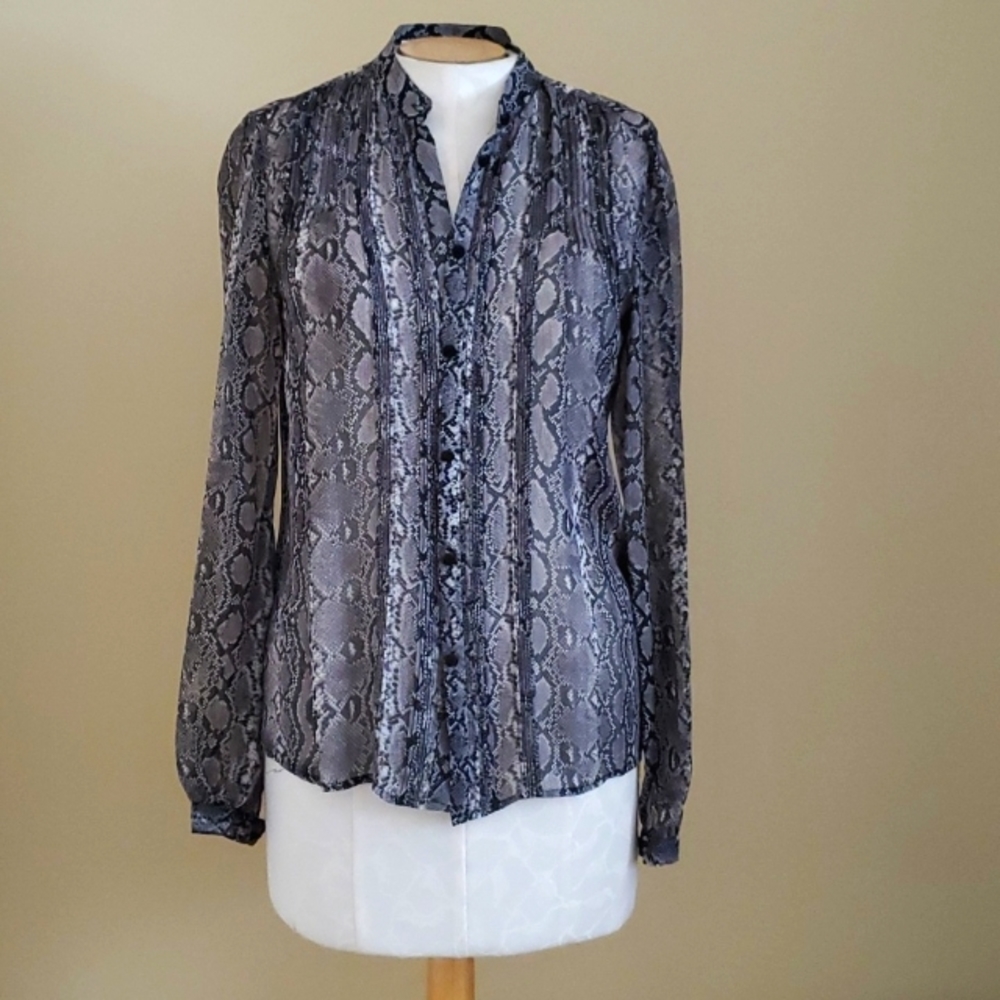 Michael Kors 100% Silk Snakeskin Print Blouse